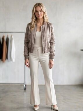 🔴Zara Taupe Bomber Jacket - Women's Lightweight Zip-Up